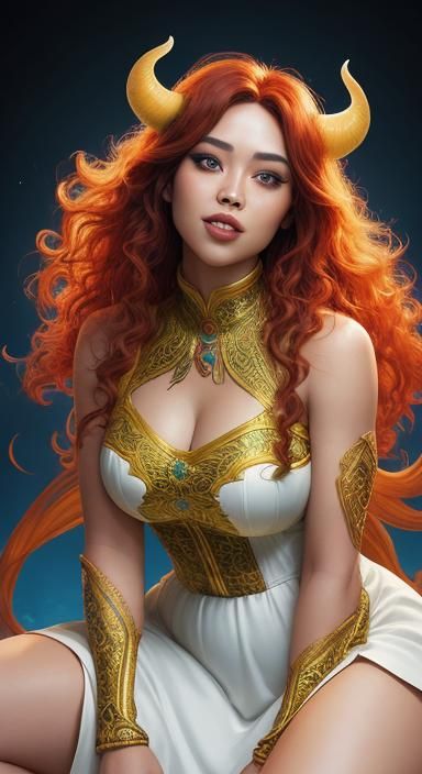 Fantasy Bride with Fire Makeup in Hyperrealistic Style