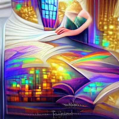 Art Deco Holographic Storybook Illustration