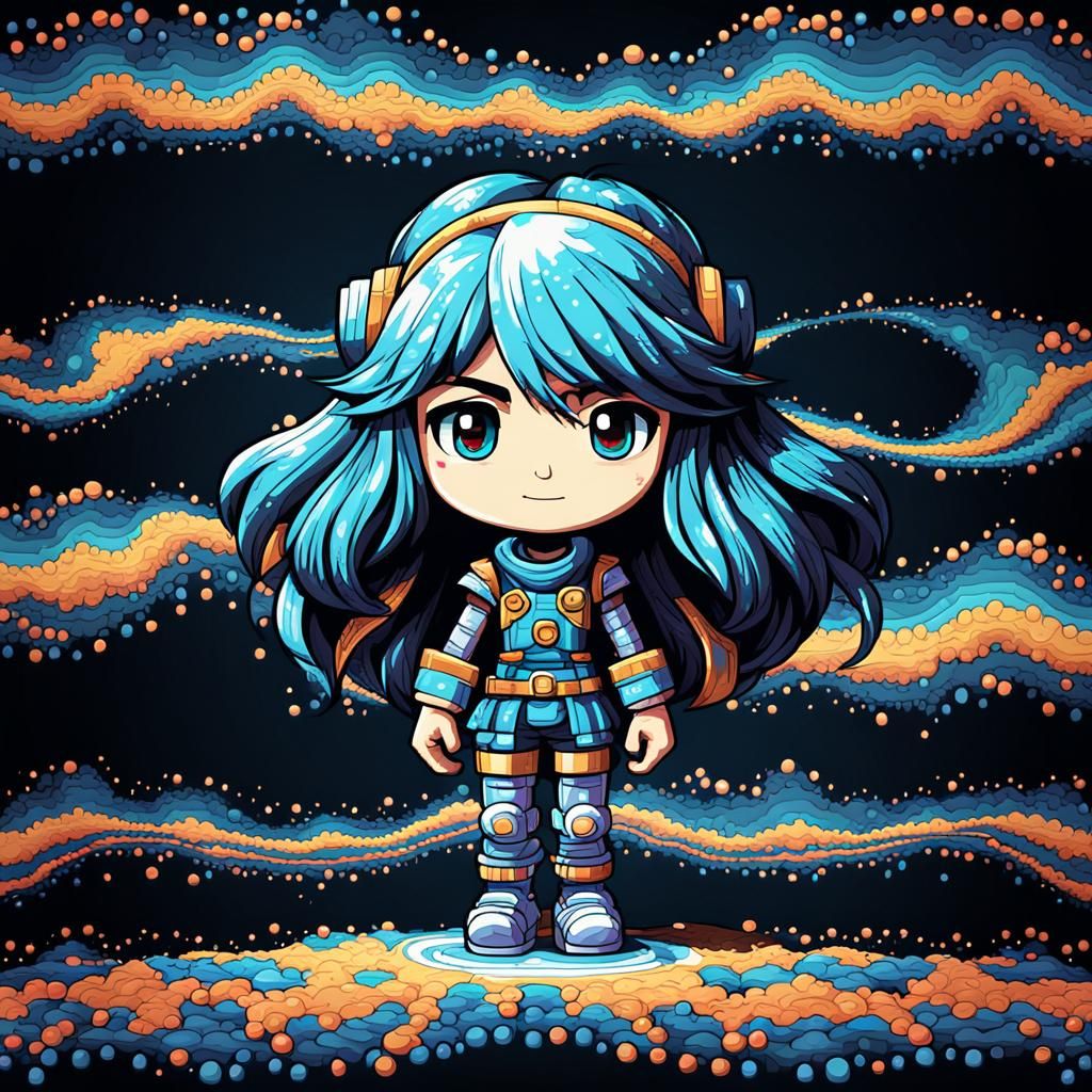 Chibi Pixel Art Video Game Character