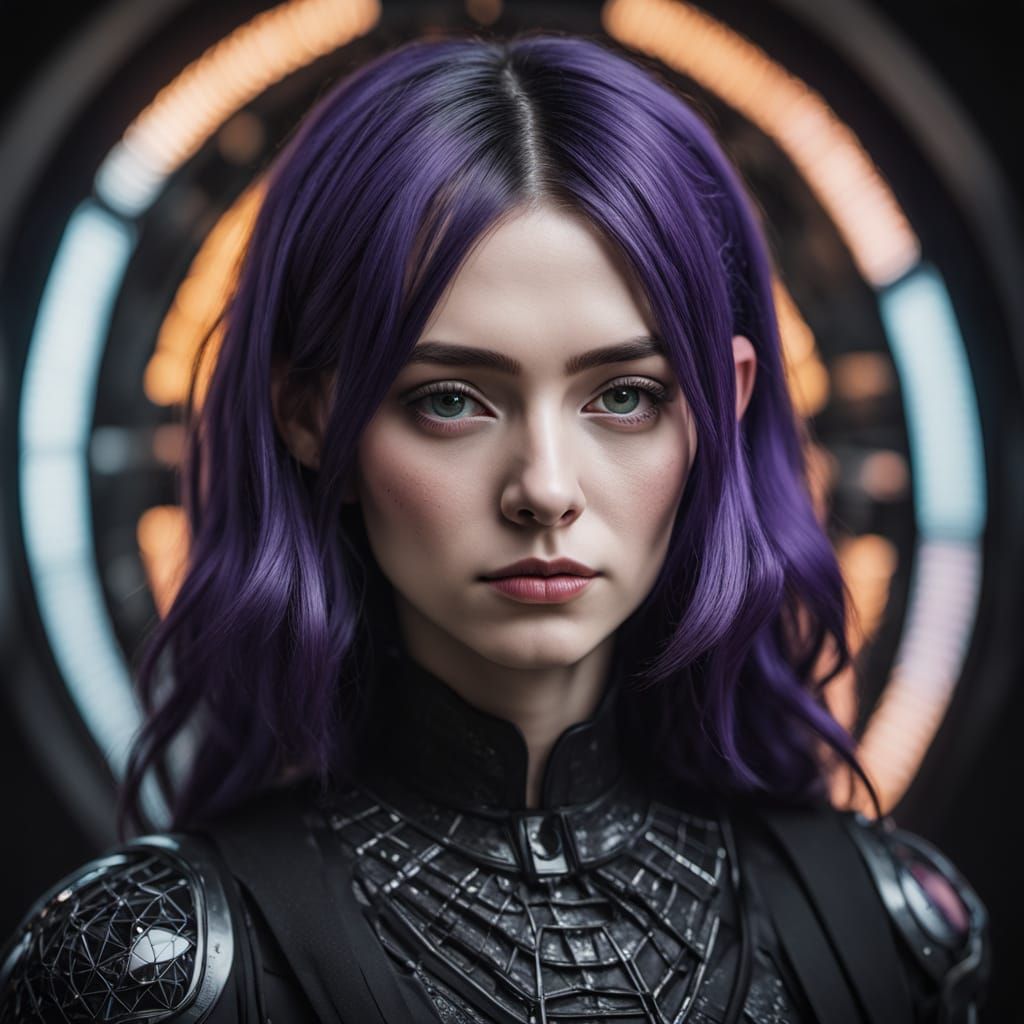 Gothic Lolita Girl in Utopic City with Geodesic Domes