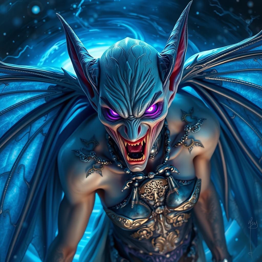 Furious Vampire-Fairy Hybrid in Surrealist Style