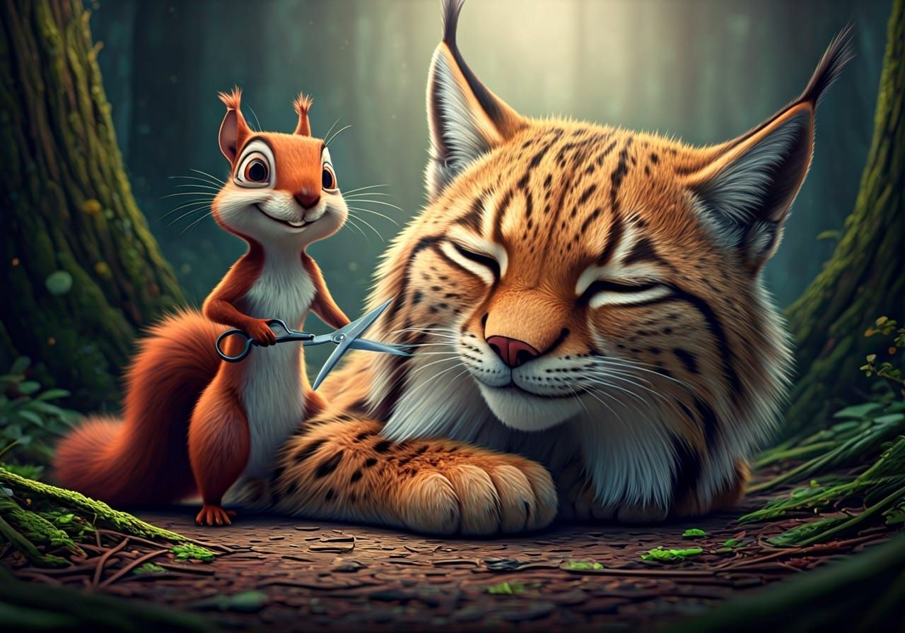 Squirrel's Mischief: A Pixar-Style Lynx Haircut