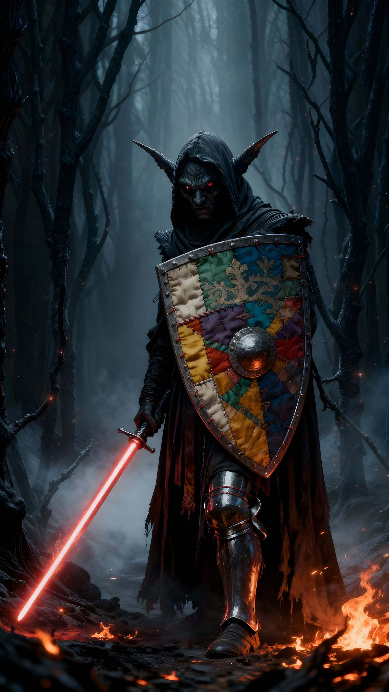 Sith Knight with Lightsaber Spear and Shield