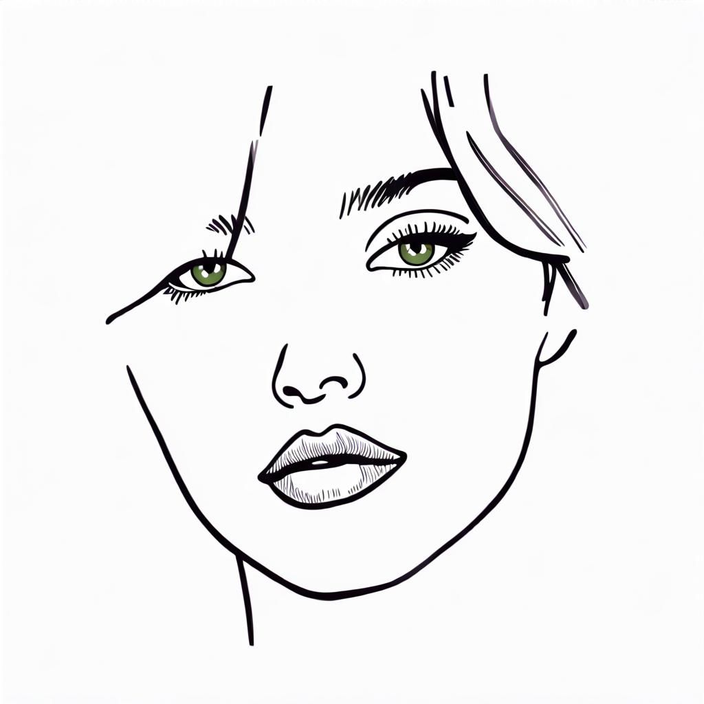 Minimalistic Line Art Portrait of a Beautiful Woman