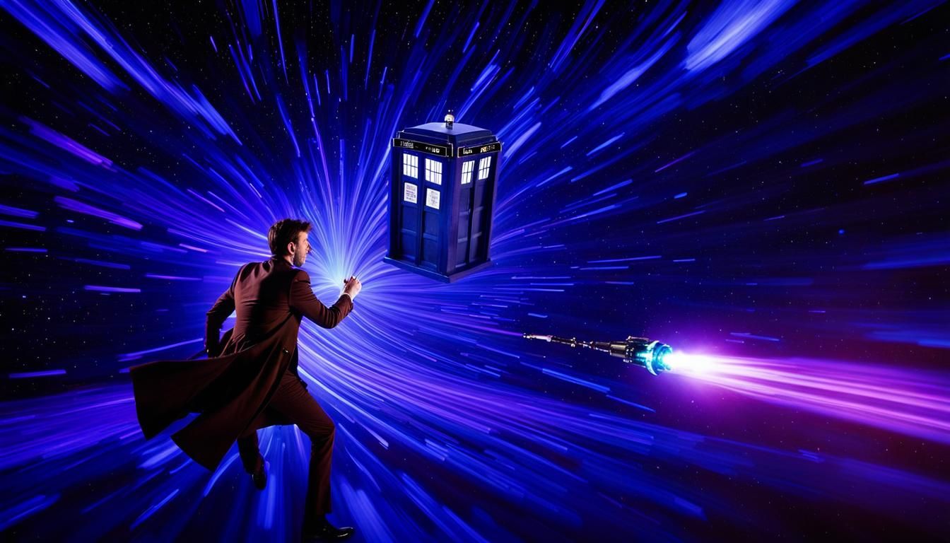 TARDIS and Tenth Doctor in Time Vortex