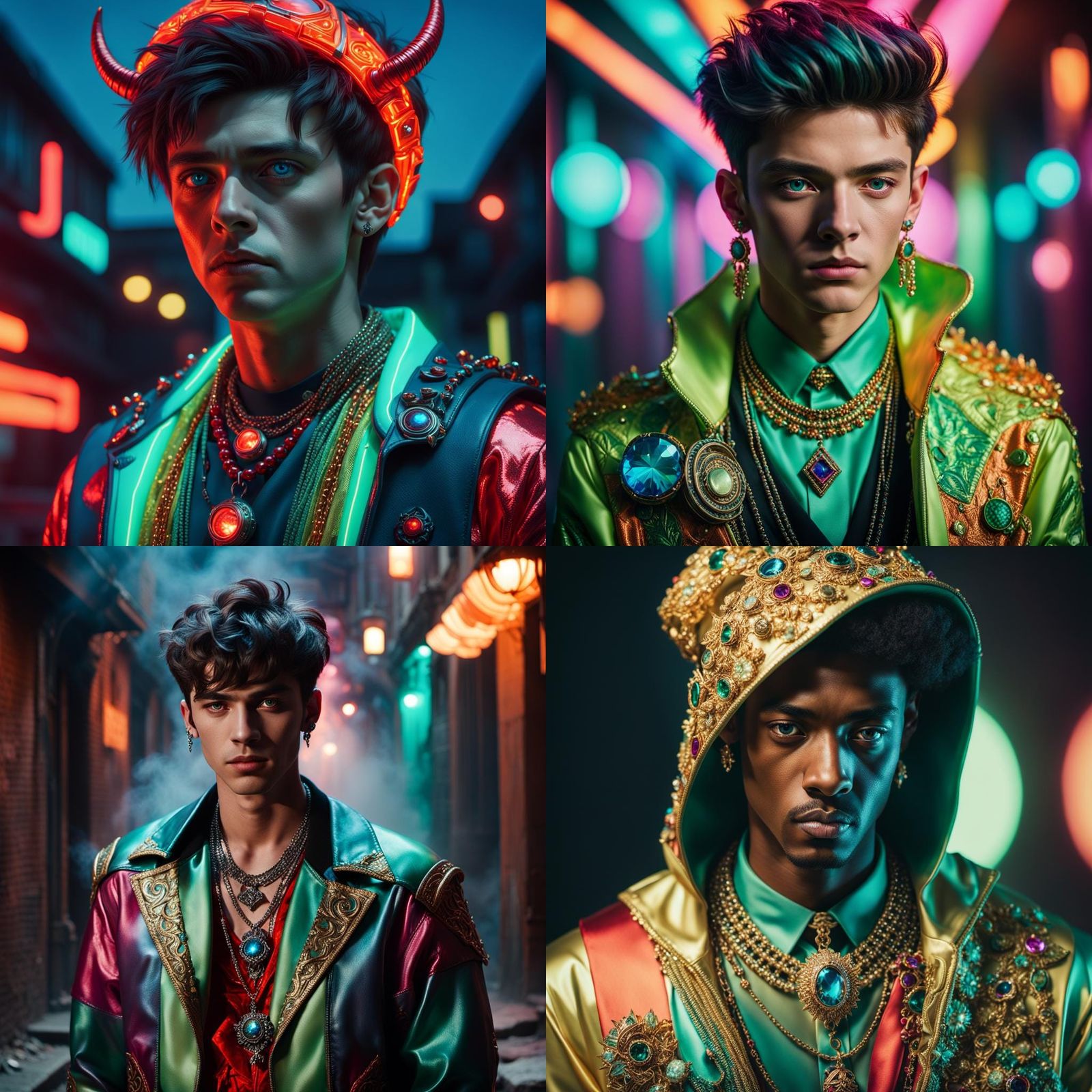 Hyperrealistic Portrait of a Devilish Teen in Detailed Cloth...