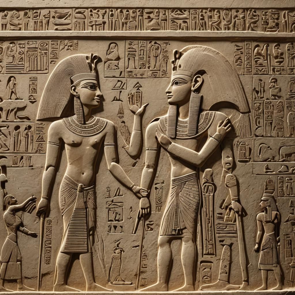 Ancient Egyptian Sunken Relief Carving in Limestone