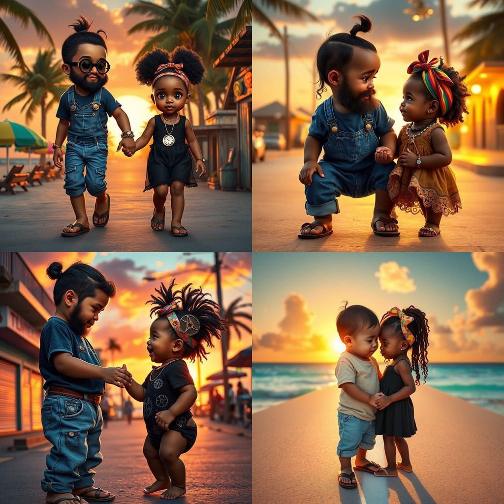 Steampunk Latin Baby and Girl Share a Magical Moment at Suns...