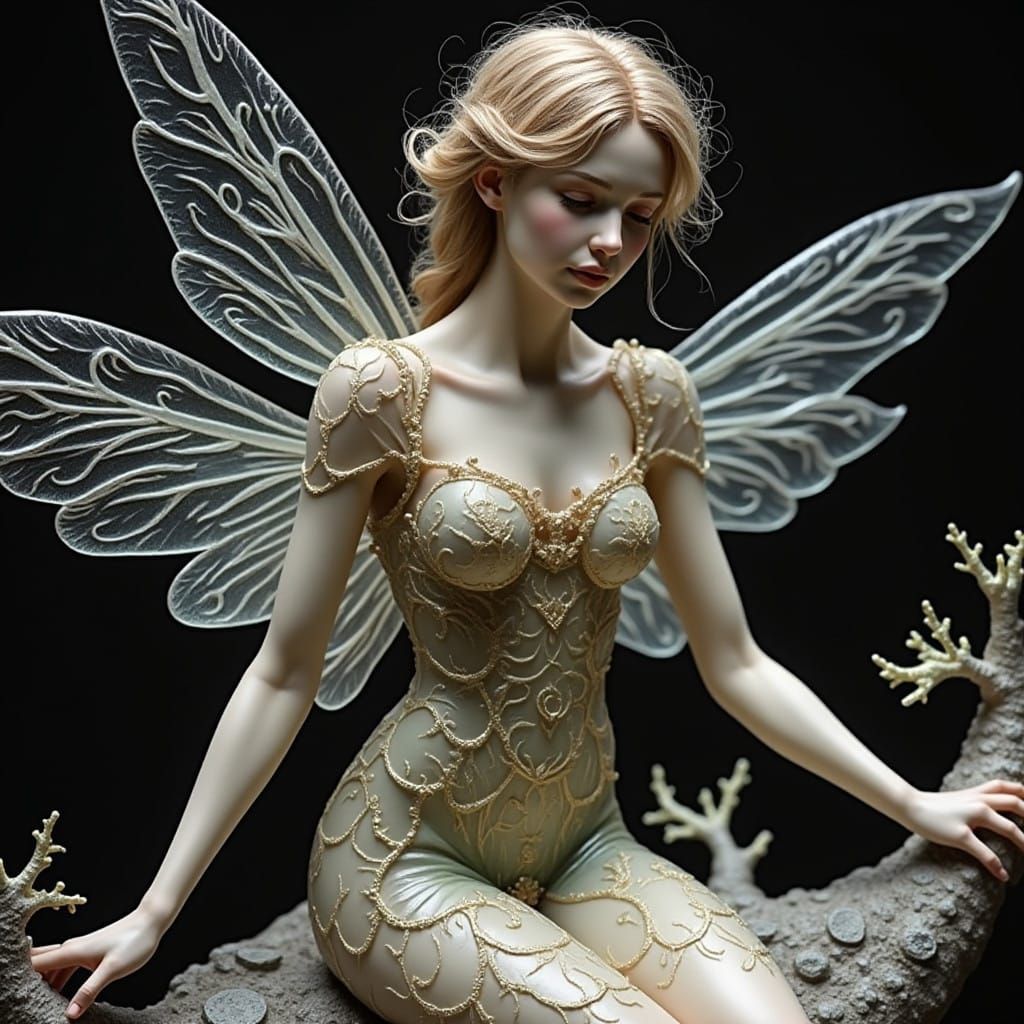 Glassy, Delicate Fairy in an Ethereal Glow