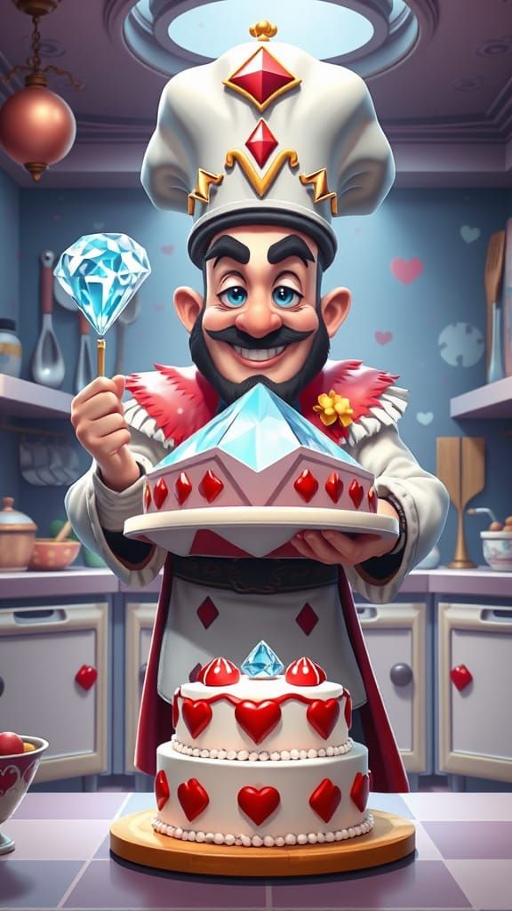 King of Diamonds as Flamboyant Chef Presents Diamond Cake