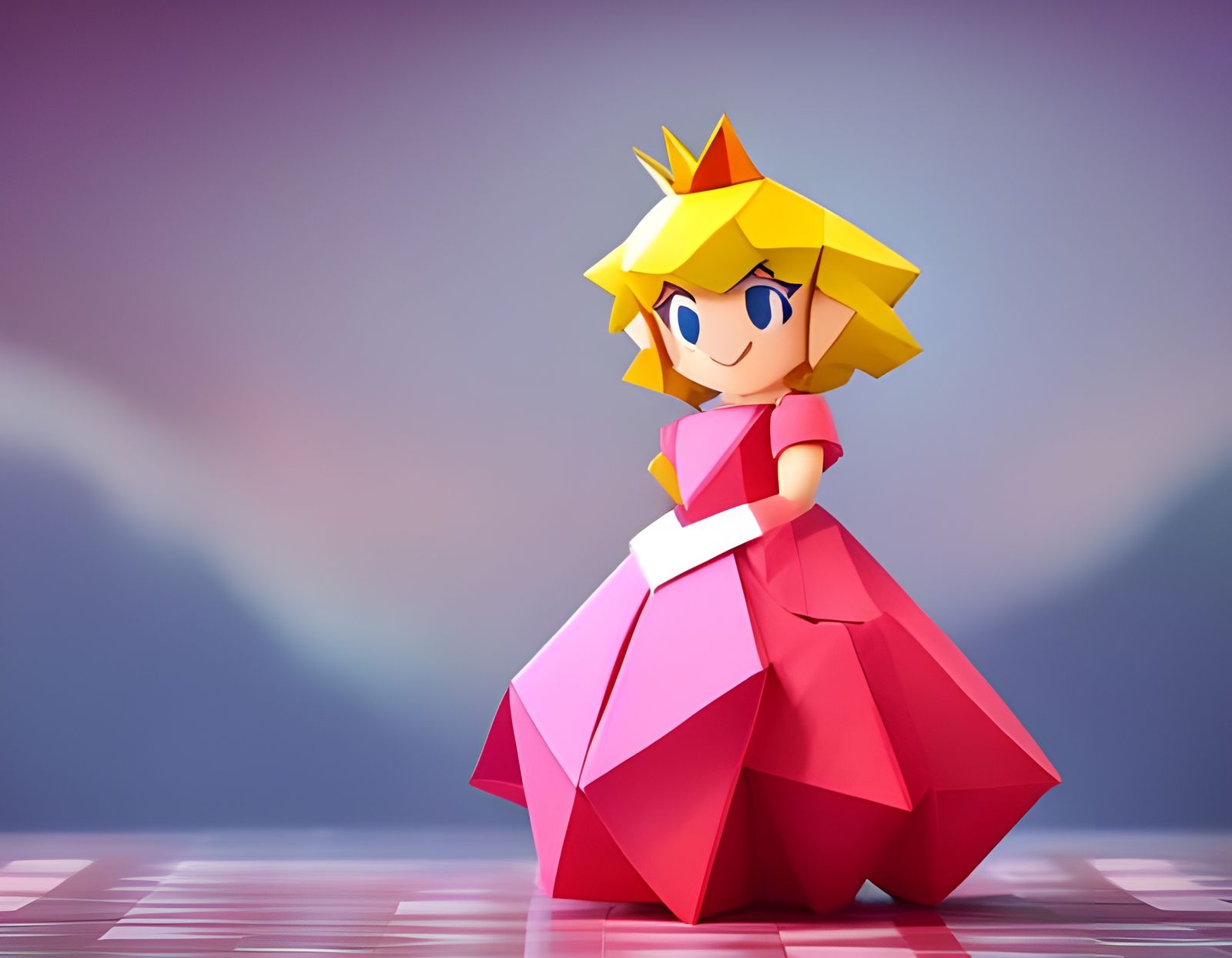 Origami Papercraft Princess Peach in 8K