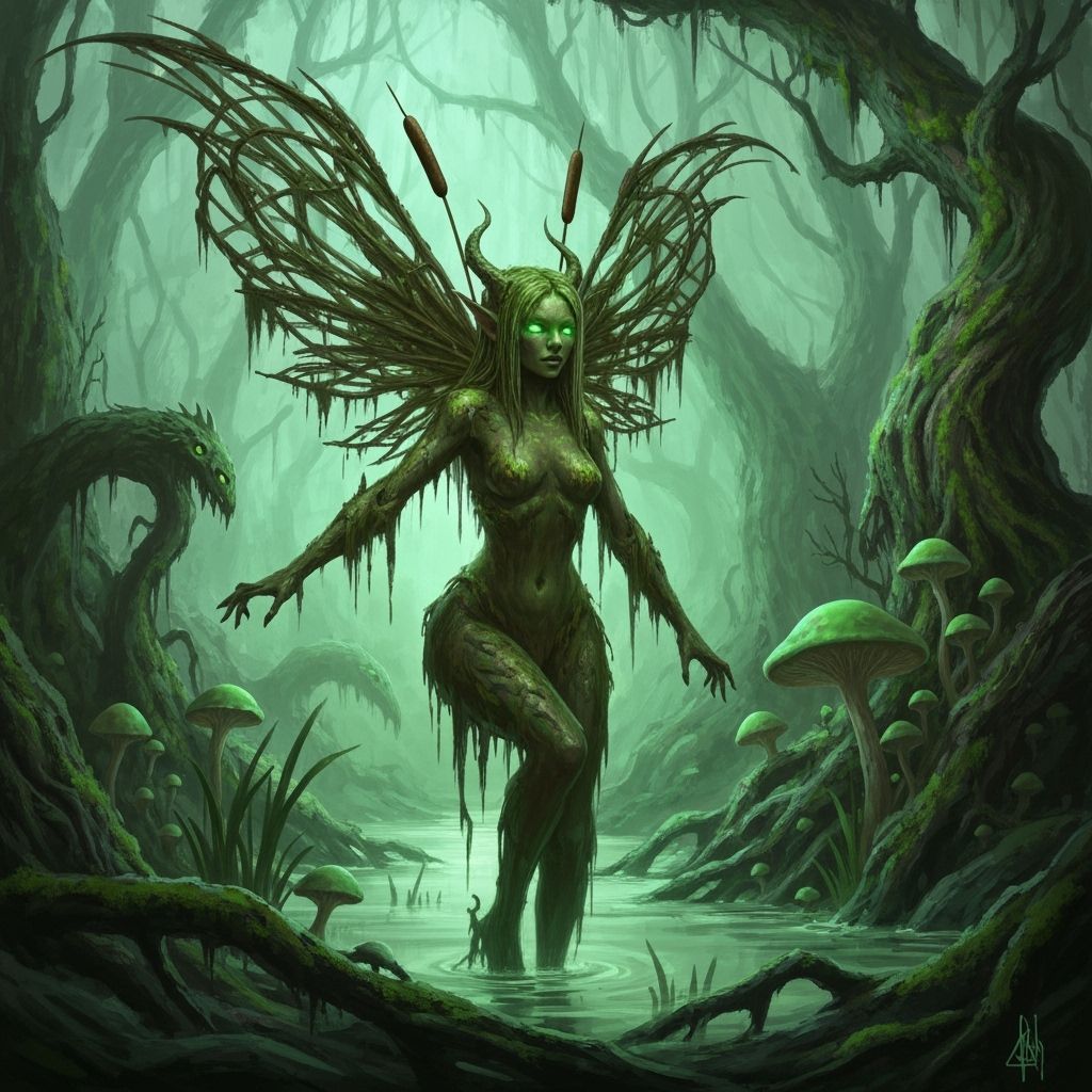 Swamp Fairy Emerges from Murky Primeval Depths