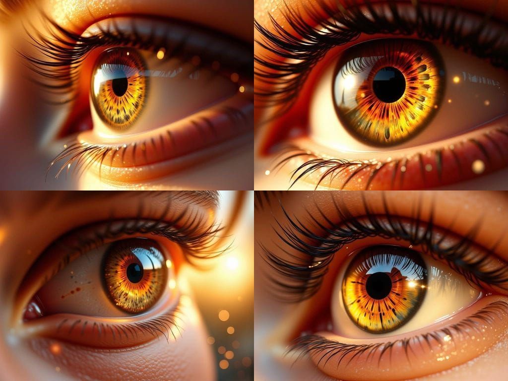 Photorealistic Hazel Eye With Golden Sunlight