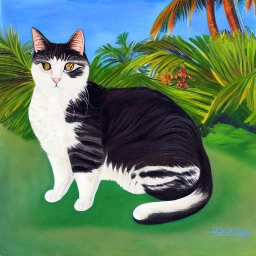 Cat Enjoying a Tropical Beach Getaway