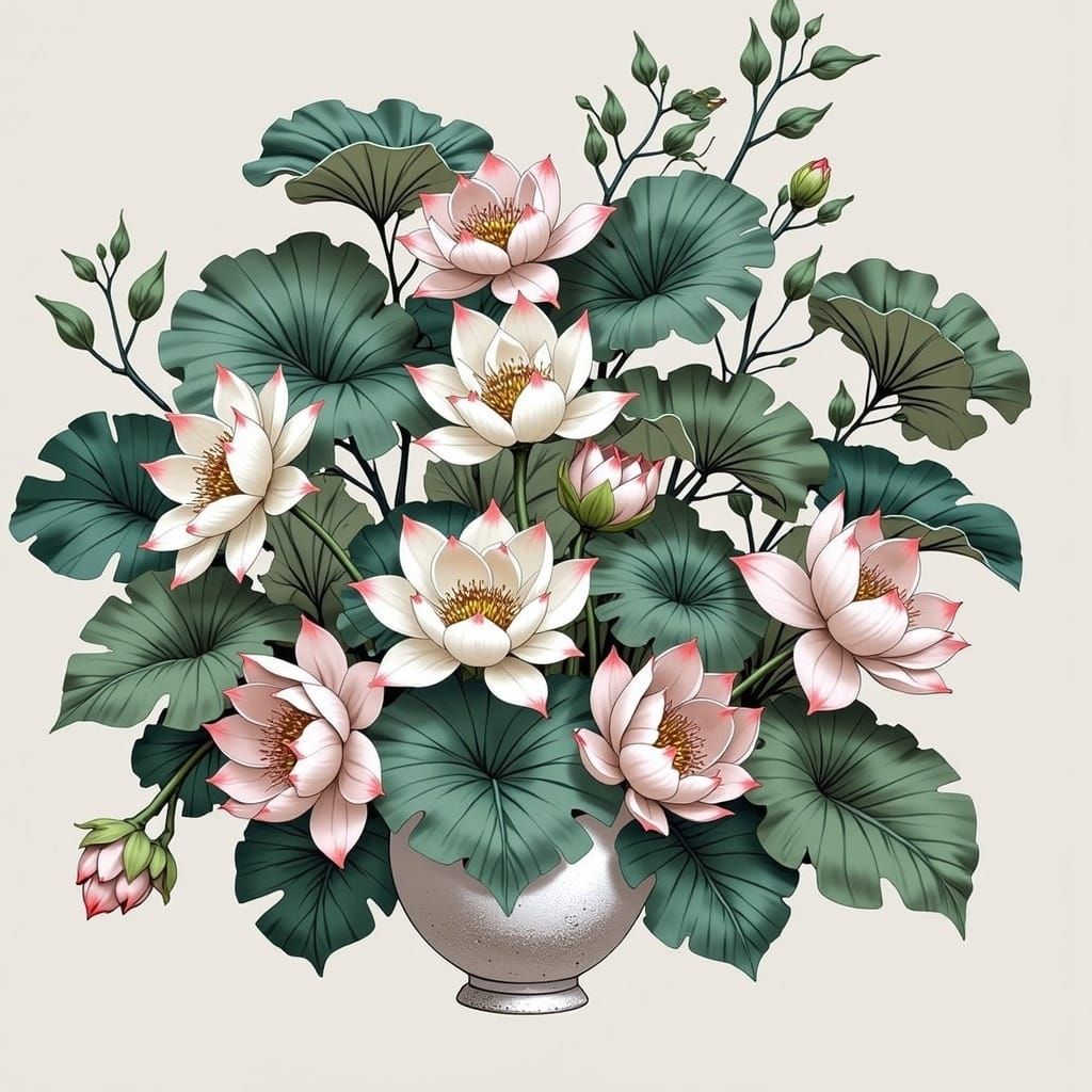 Minimalist Ikebana Arrangement in Japanese Style