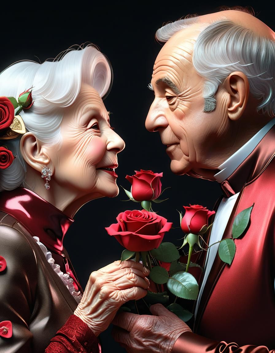 Elderly Couple's Valentine's Day Fantasy Art