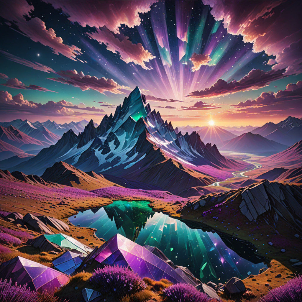 Resplendent Amethyst and Emerald Mountains