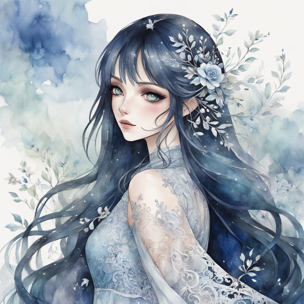 Soothing Anime Girl in Pastel Colors