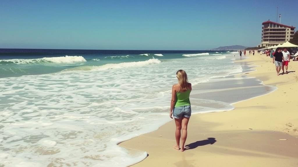 Man Alone on Beach with Bokeh and Natural Light