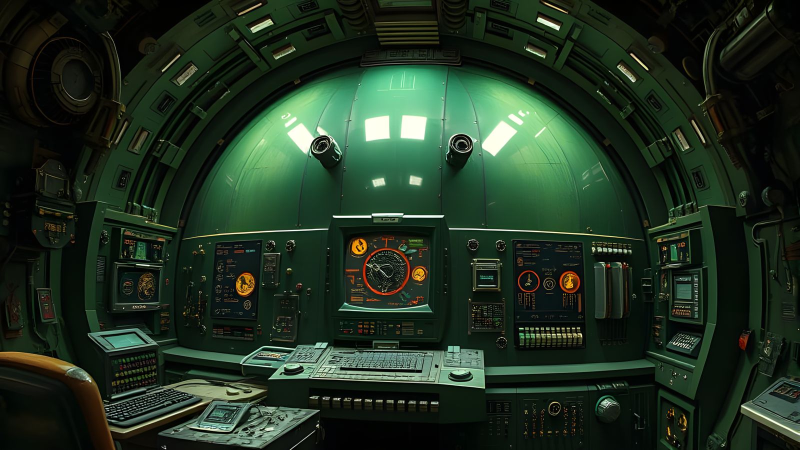 Futuristic Soviet Computer Complex in Biomechanical Style