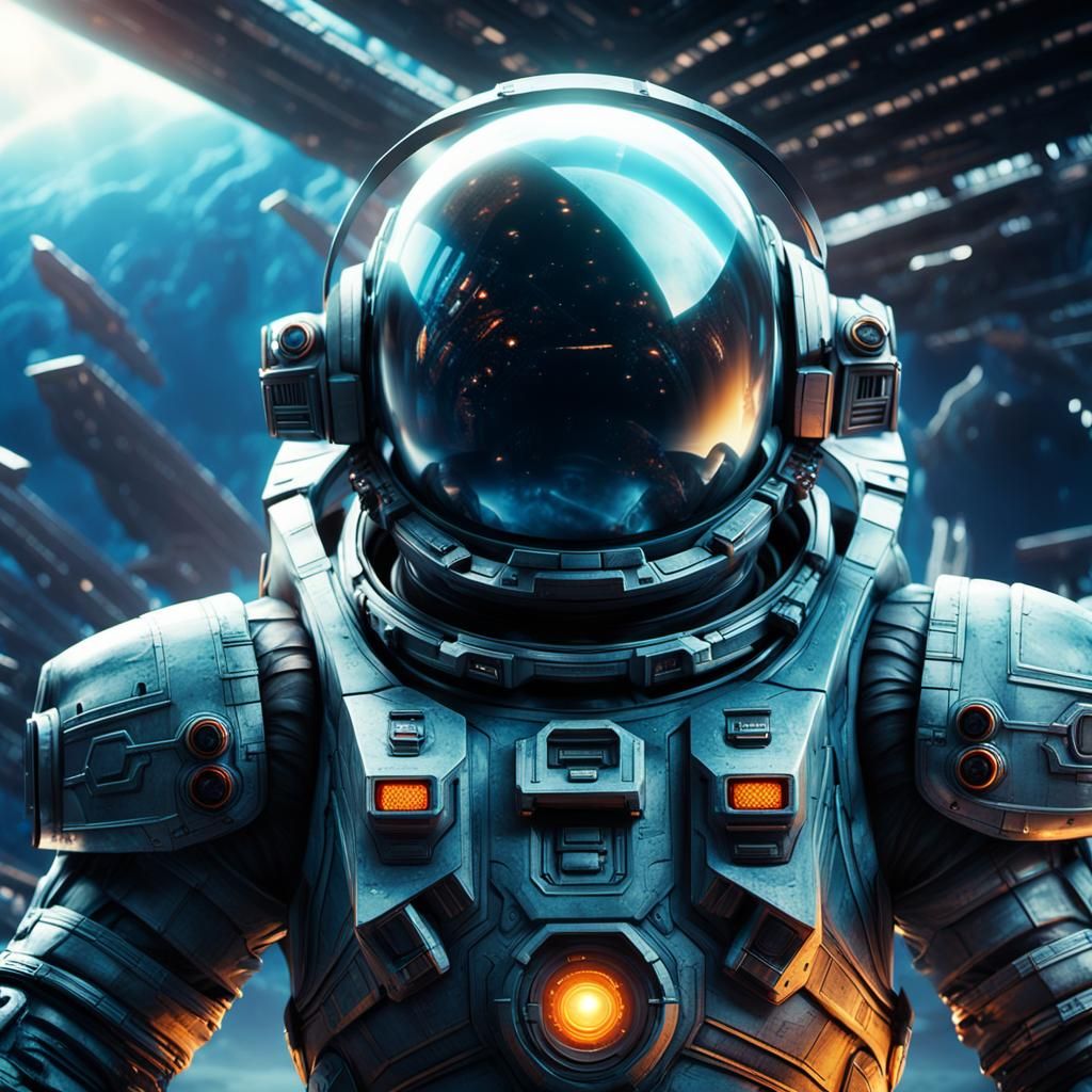 Astronaut and Alien Structure in Hyper-Realistic Photo