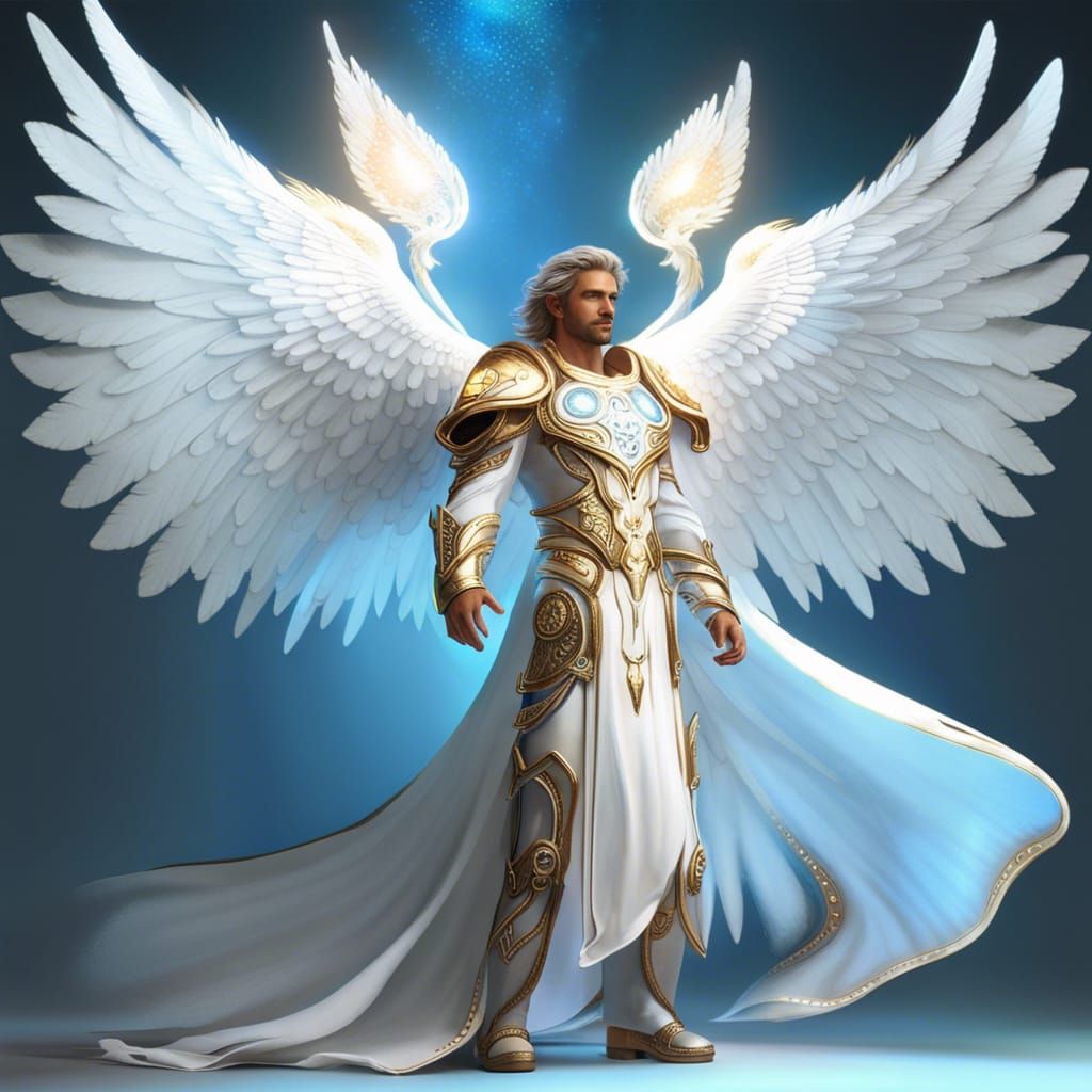 High Fantasy Angel with Luminous Wings