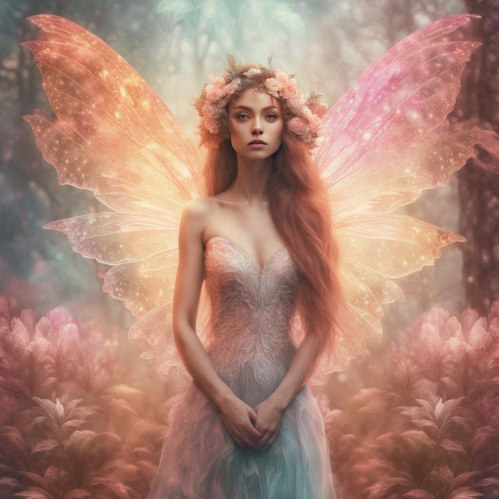 Fantasy Fairy in Misty Forest: Digital Art
