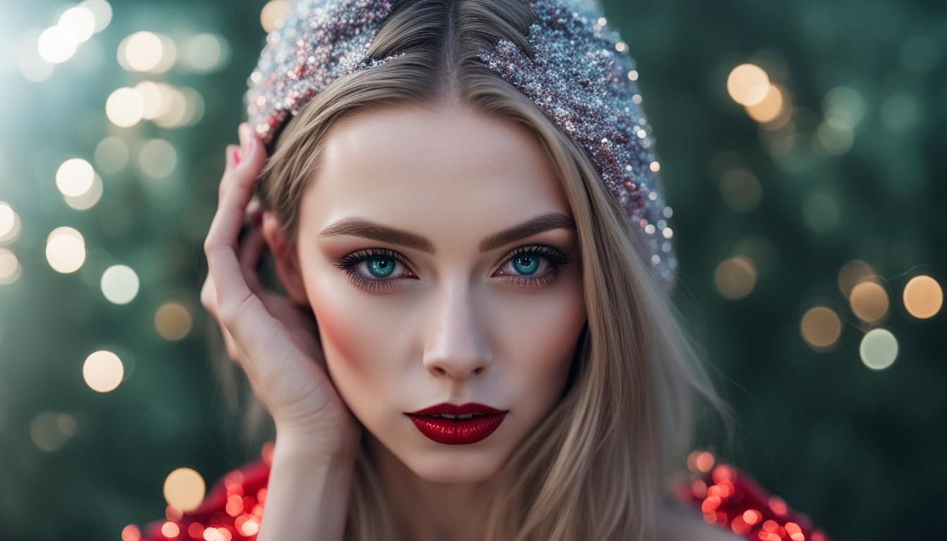 Beautiful Woman Portrait in Glittercore Style