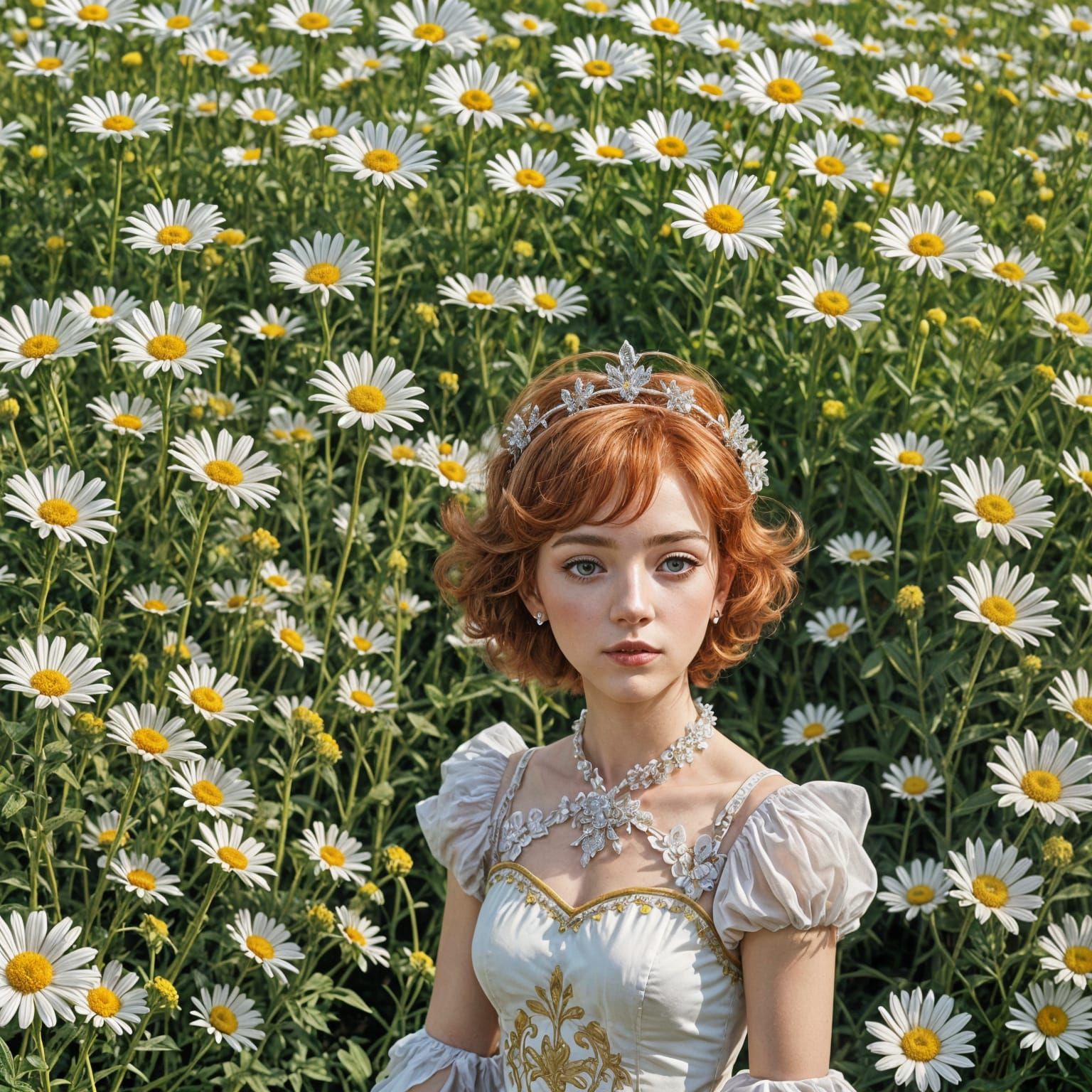 Red-Haired Princess in a Daisy Field, 80s Anime