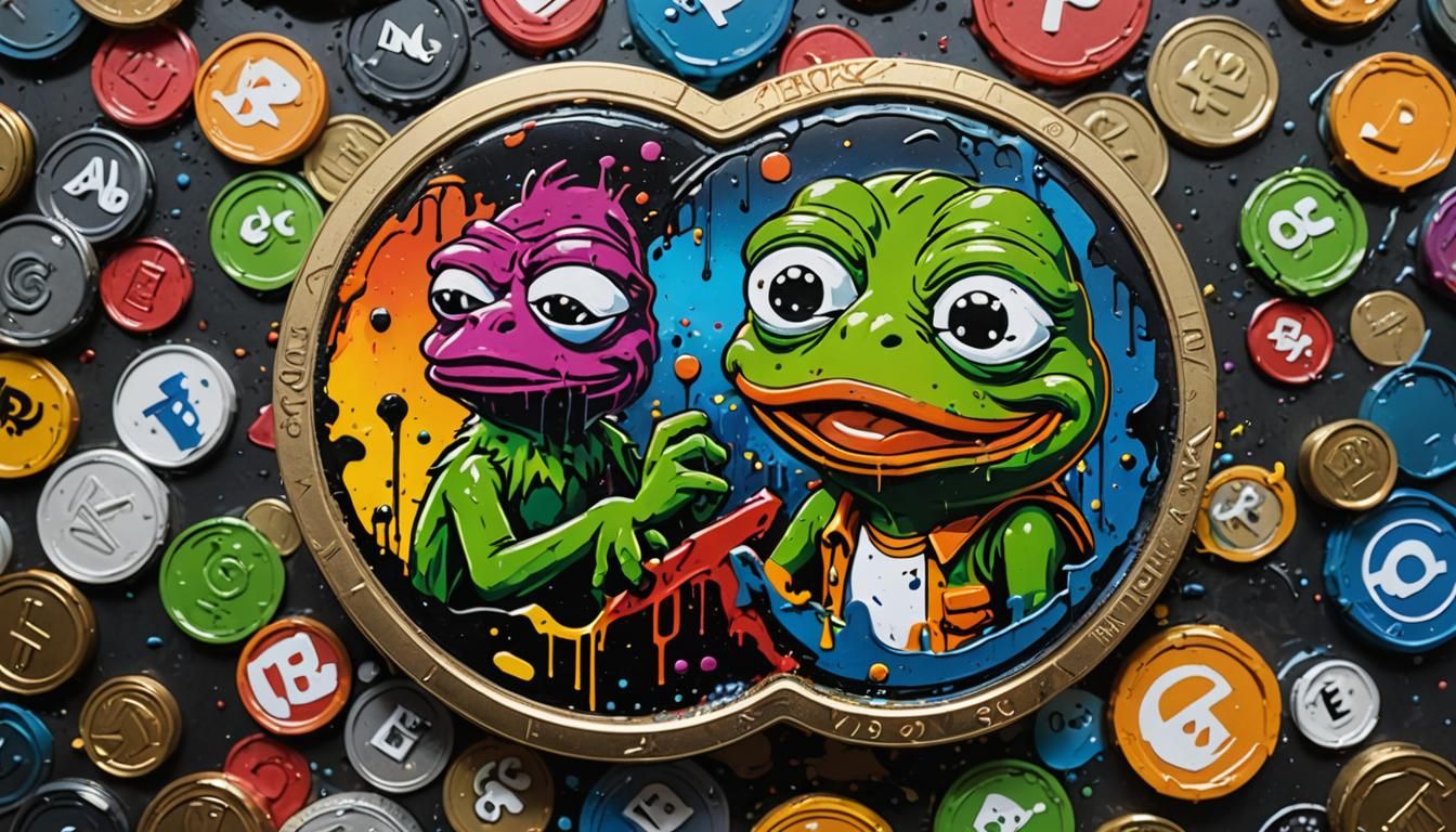 Graffiti Style Pepe Meme Coin Splash Art