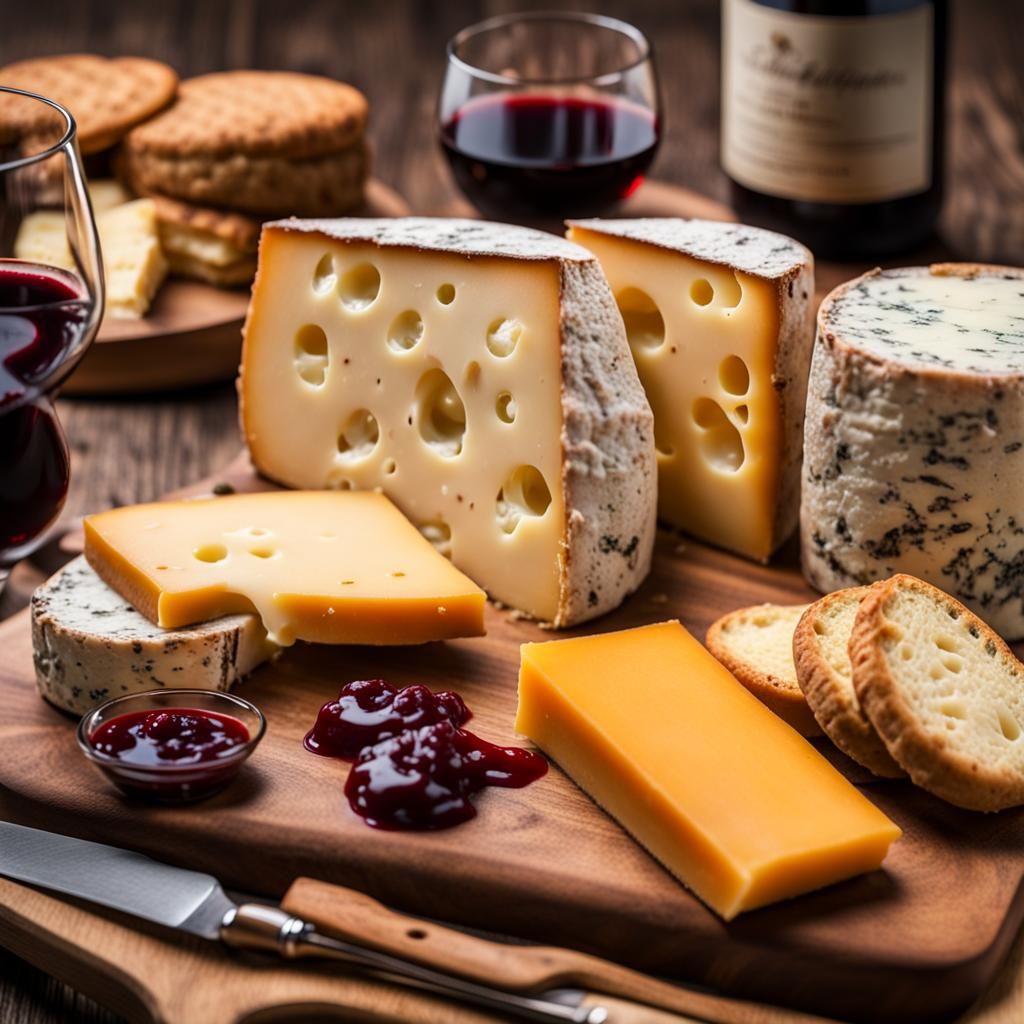 Cheese Selection with Wine and Accompaniments