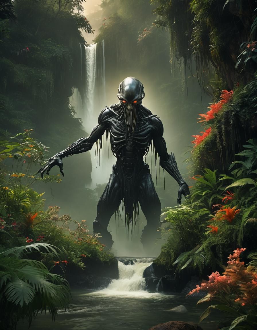 Surreal mutated botanical horror in the jungle