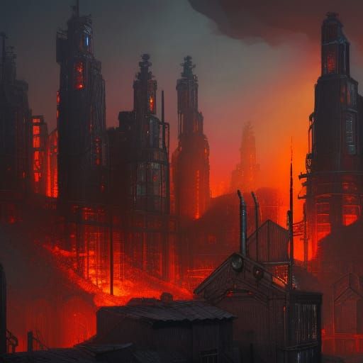 Lava Forge in Gothic Dark Fantasy City