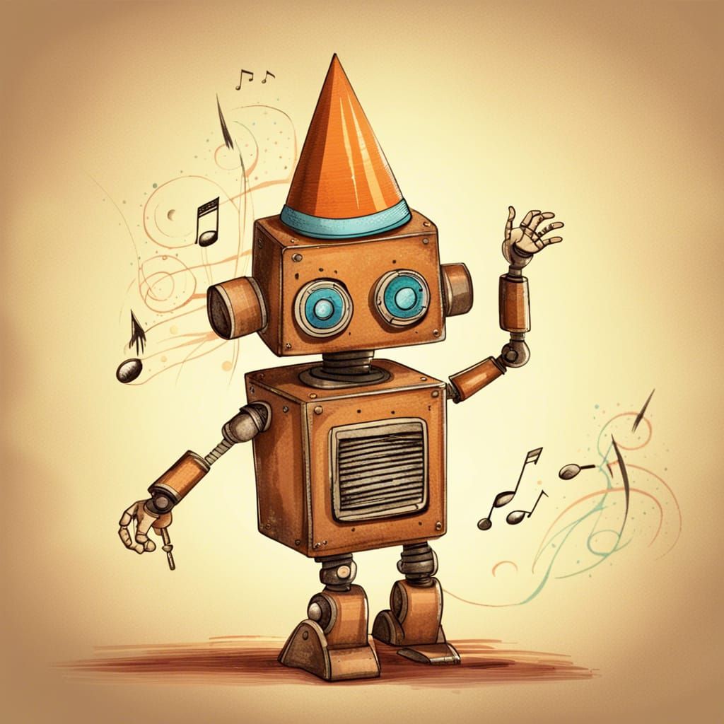 Rusty Robot Dances: Amateurish Style Digital Art