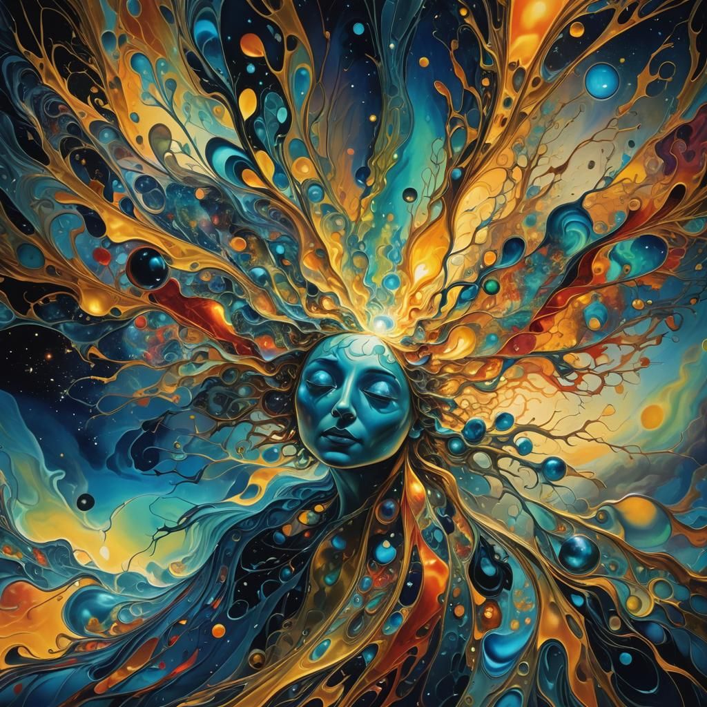 Fractured Light: A Cosmic Entity in Surrealism Style