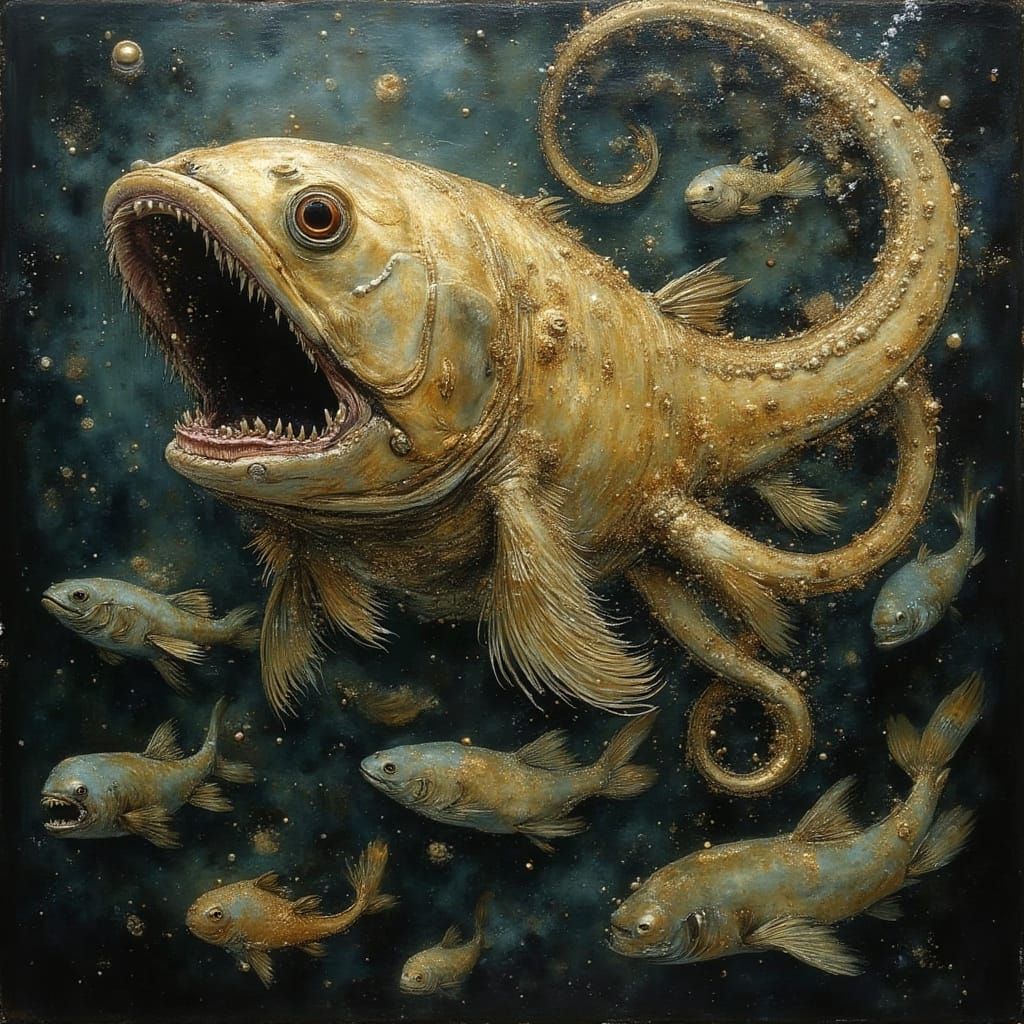 A pack of fish, hunting