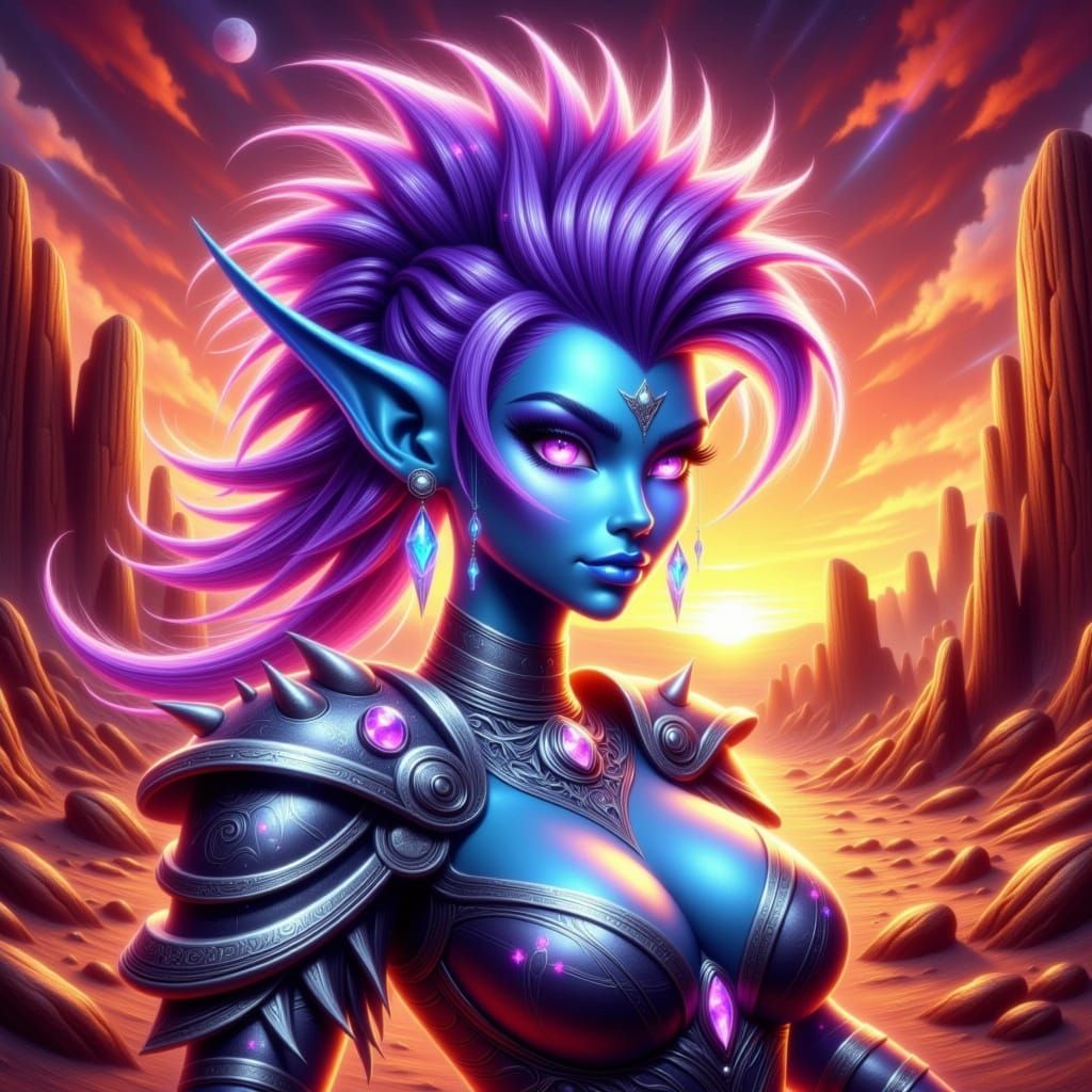 Fierce Darkspear Troll Female with Electric Purple Mohawk in...