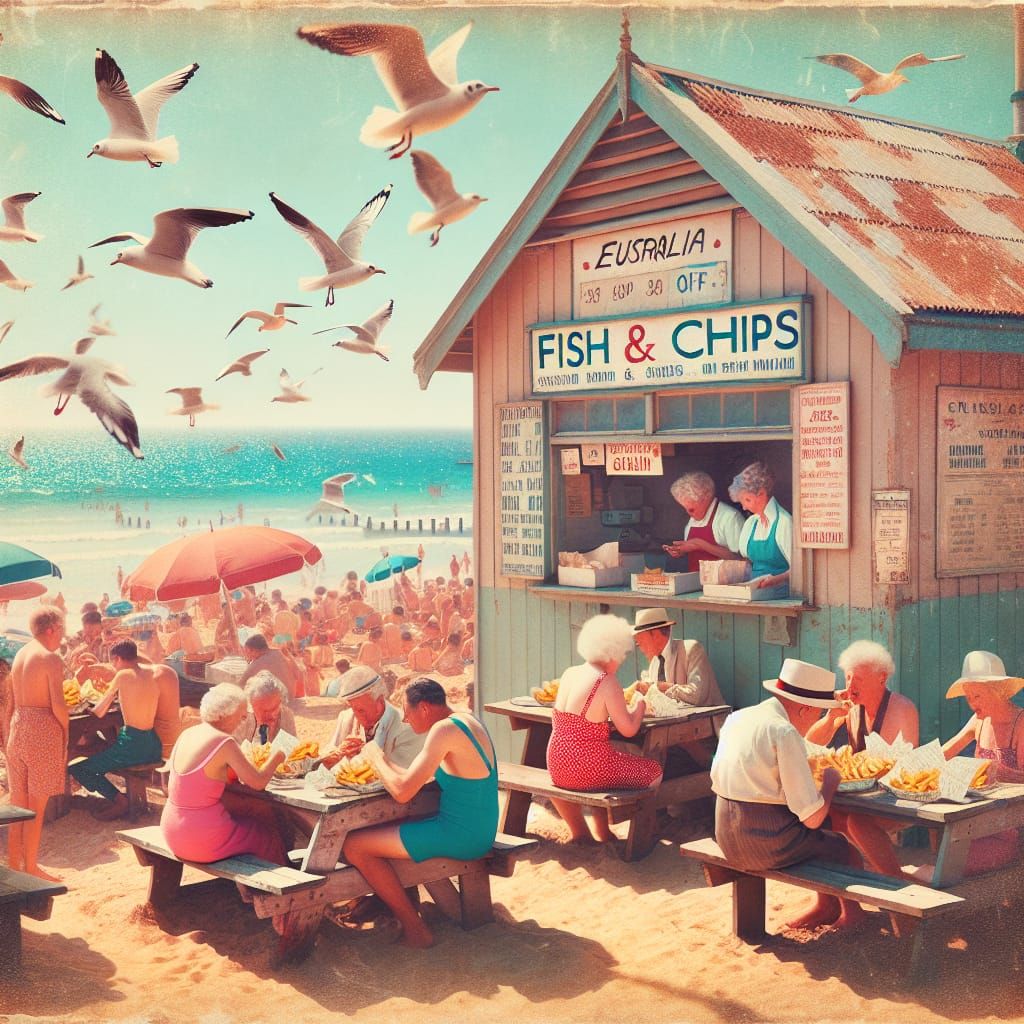Vintage Australian Fish and Chip Shop, 1960s