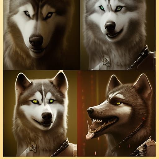 Dramatic Husky Portrait in Digital Matte Painting Style