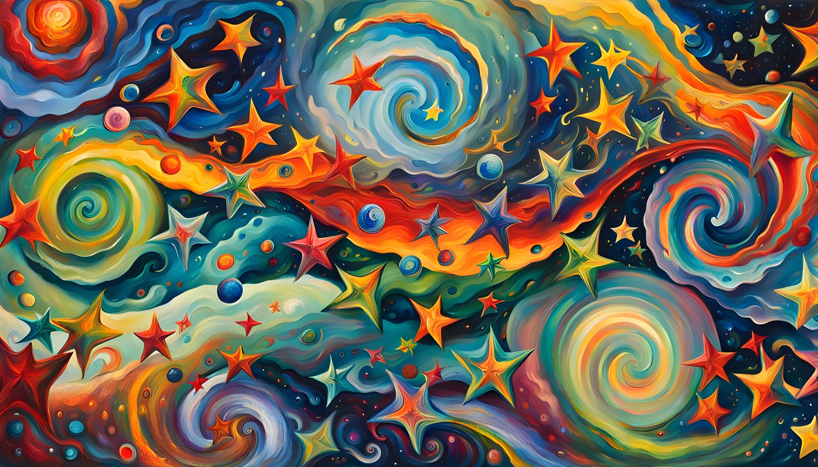 Abstract Expressionist Star Cluster Formation in Oil Paintin...