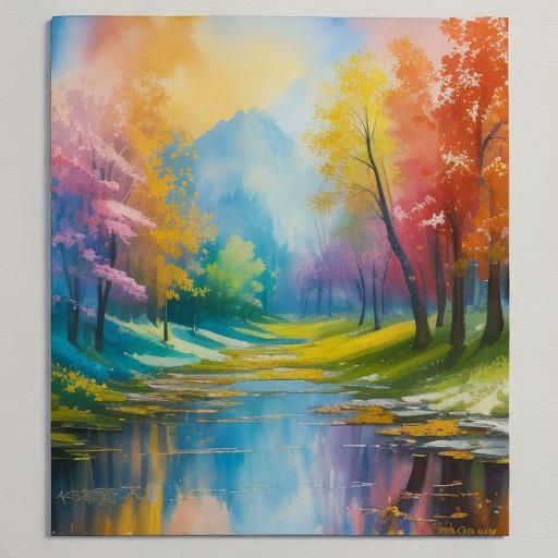 Peaceful People in Gouache Style Impressionist Painting