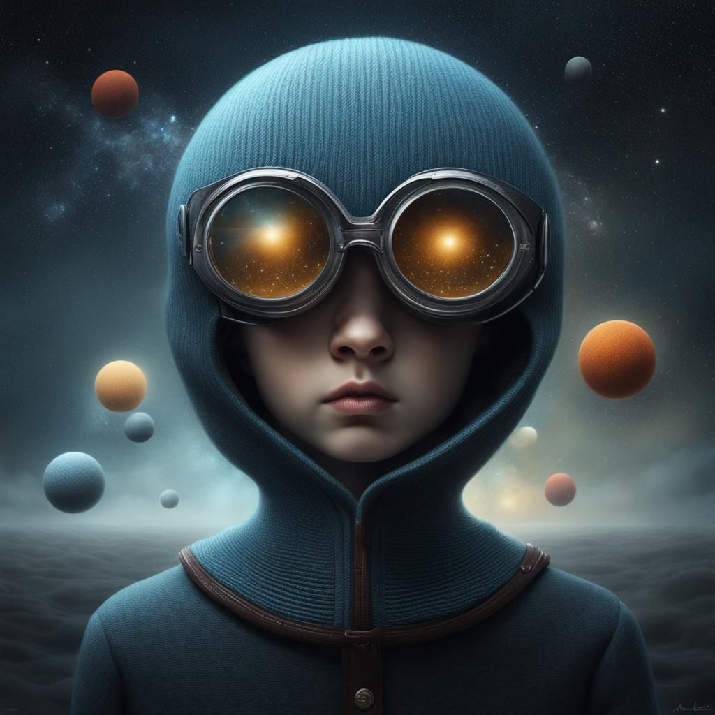 Surreal Girl Portrait with Mythical Creature in Mixed Media ...