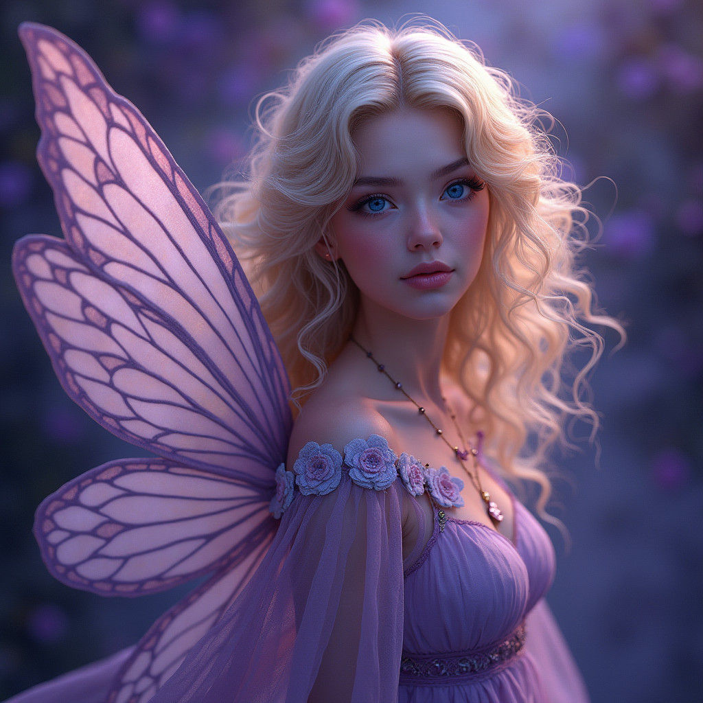 Ethereal Fairy with Blonde Hair in High-Fantasy Style