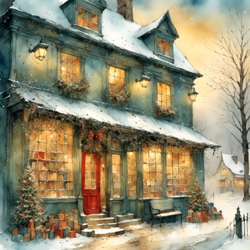 Winter Whimsy in English Village Bookstore