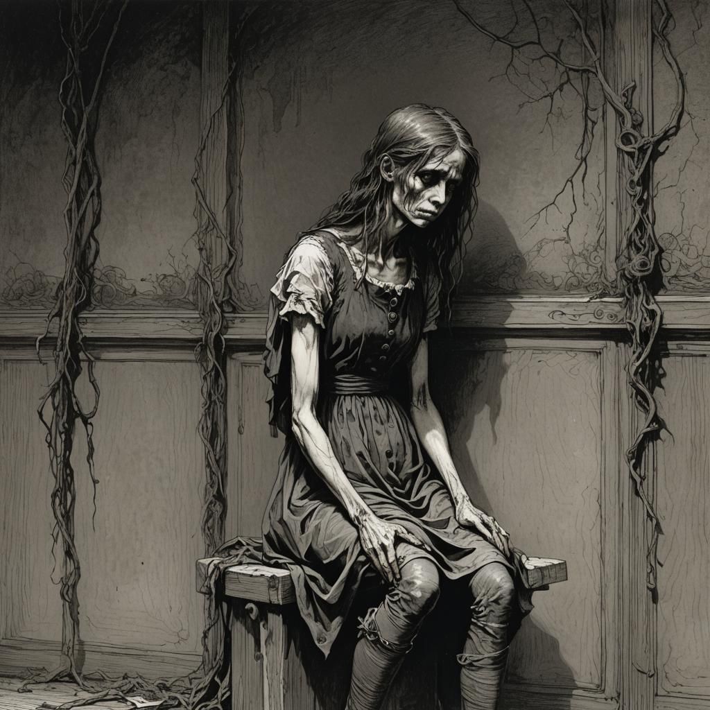 Haunting Image of a Girl with Eating Disorder