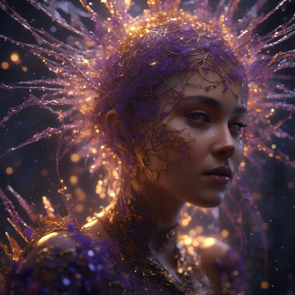 Glittering Dew Cobweb in Dark Fantasy Style