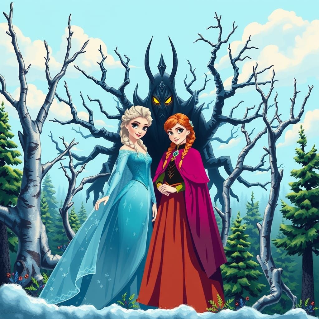 Elsa and Anna in Graffiti Art Style