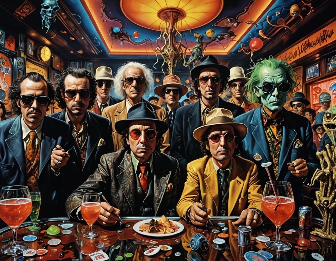 Monstrous Bar Scene in Psychedelic Style