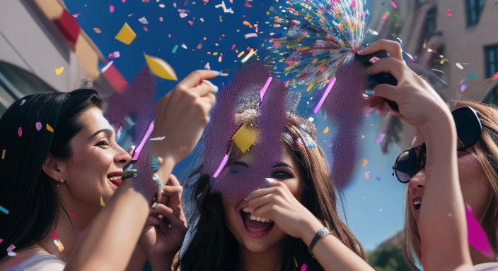 Vibrant Daytime Friends Celebration in Sharp Focus