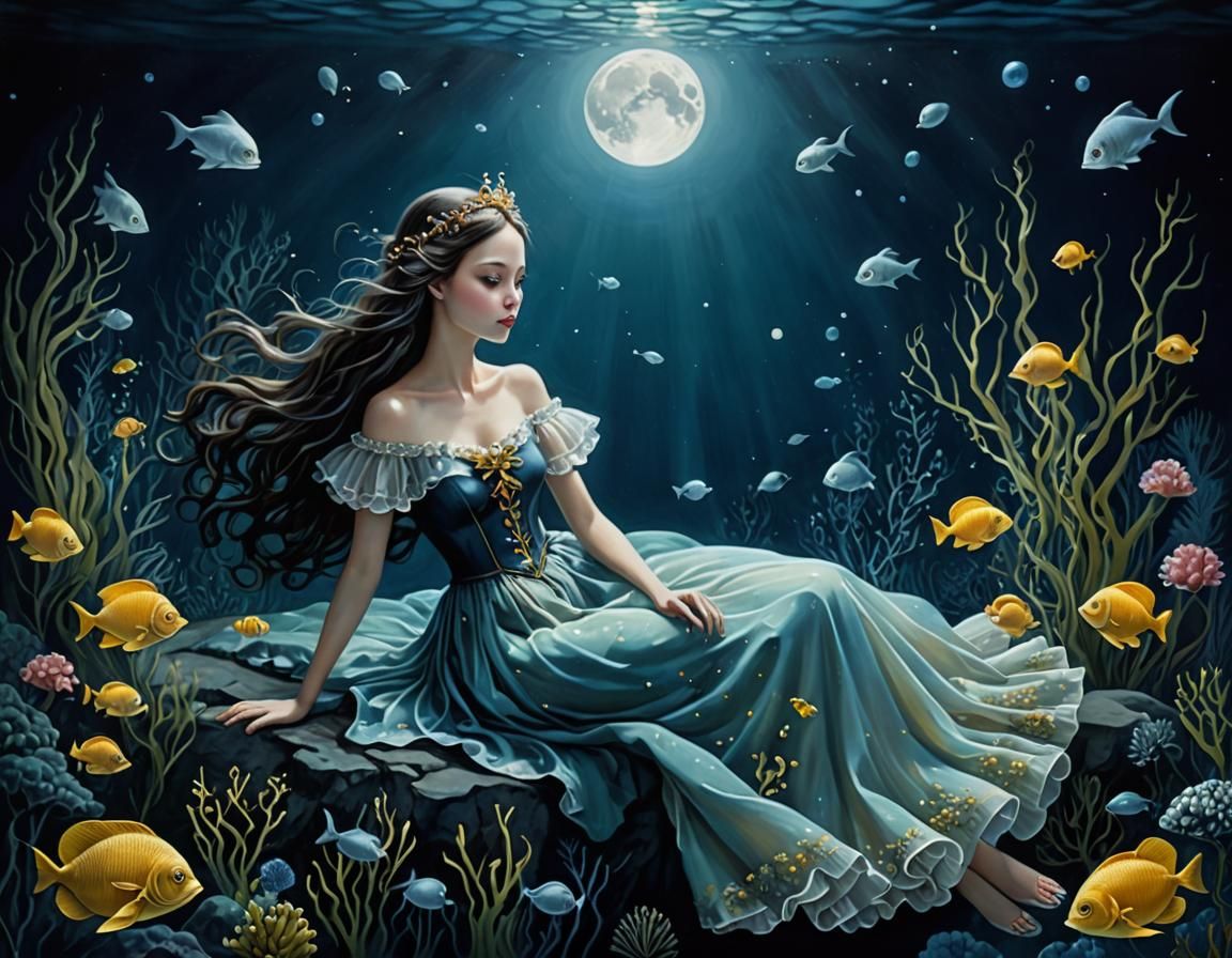 Whimsical Underwater Moonlight Dreamscape
